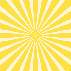 Yellow banner with Sun rays, yellow comic background. Sunburst background