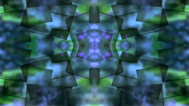 video 4k abstracto con movimientos repetitivos en forma de cuadrados que se mueven y expanden en tonos verdes y azules 