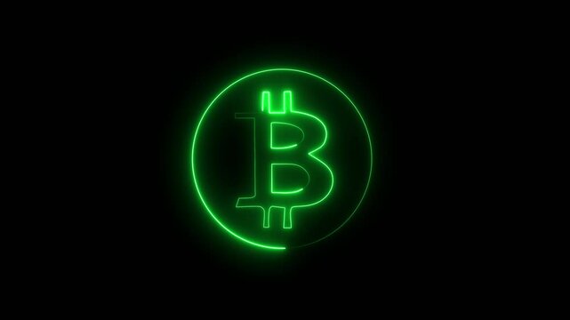 Energy bit coin 2d animation on black background, digital cryptographic, finance, asset, virtual, block chain technology, economy, futuristic, business 4K, HD