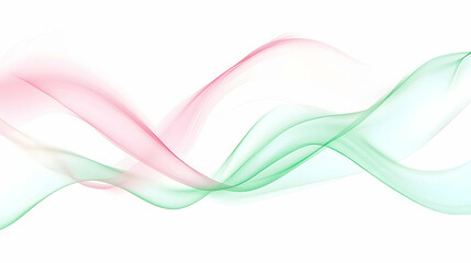 Abstract wavy lines with red & green color flowing against a white background for visual communication, web banner, or marketing