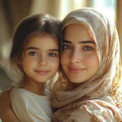 Mother and daughter sharing a warm embrace, showcasing love and connection