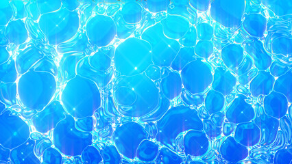 Water with bubble on a blue background, Animation 2D