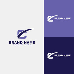 C Wave Logo Design Vector Illustration with off white , purple and deep blue