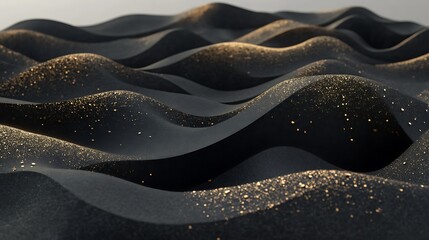 Abstract black waves with gold details