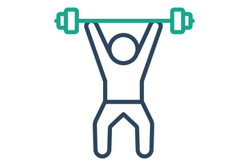 Weightlifting icon. line icon style. people lifting barbells. icon related to gym and fitness. gym elements vector illustration
