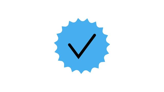 Profile verification blue check mark icon. Alpha channel. Social media check mark 4k footage
