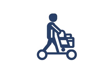 young delivery man push cart with package box