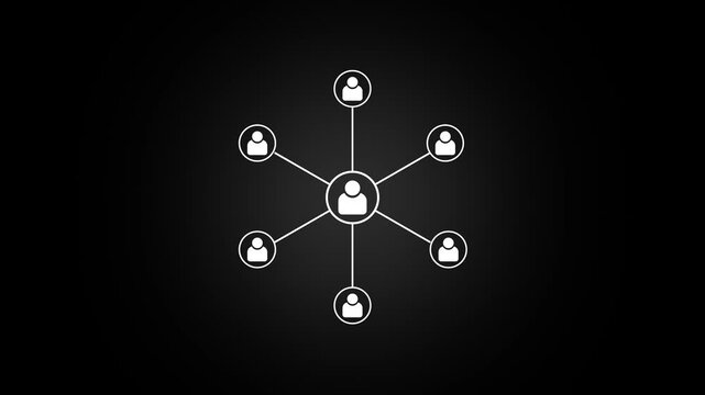 Animation of network of connections with digital icons . digital interface connection and communication concept digitally generated animation.