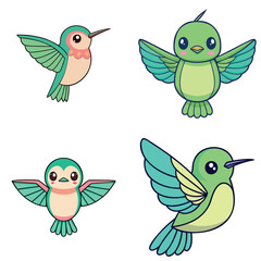 Hummingbirds in Different Poses Illustrations with Various Designs