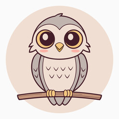 Owl on Branch Cute and Playful Animal
