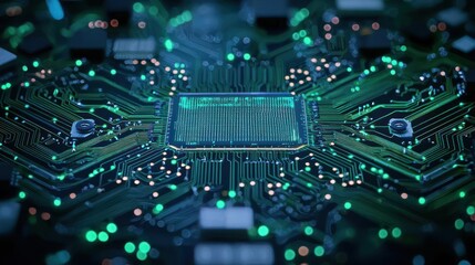 Fototapeta premium Close Up Abstract Circuit Board With Glowing Lines