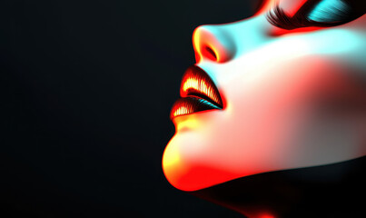 Obraz premium Exploring Modern Glamour: A Captivating Portrait Showcasing Vibrant Colors, Striking Expressions, and Artistic Flare in Contemporary Beauty and Lifestyle Photography