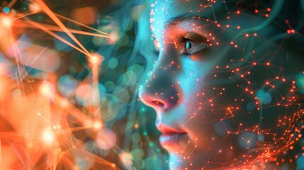 AI Chip Processing Brainwave Data: Neural Network Visuals for Tech Design Concepts