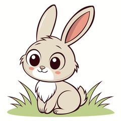 Cartoon Rabbit in Grass Cute and Playful Animal Illustration
