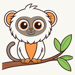 Marmoset with Big Eyes Cute Animal Illustration for Kids
