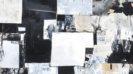 Dramatic Monochrome Abstract Art Painting with Contrasting Shapes Textures and Dripping Brushstrokes  Moody Atmospheric and Expressionistic Contemporary Art Composition