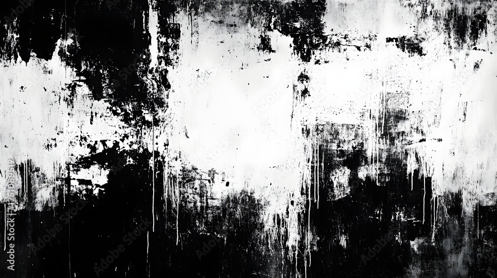 Poster dramatic monochrome abstract art with expressive brush strokes and fluid textures