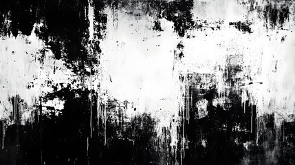 Dramatic Monochrome Abstract Art with Expressive Brush Strokes and Fluid Textures