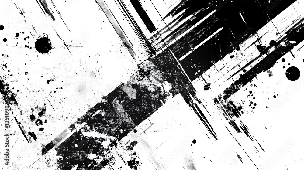 Poster dramatic monochrome abstract composition featuring a striking splash of digitally manipulated paint 