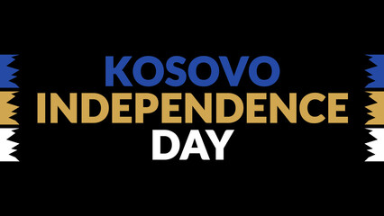 Kosovo Independence Day text with side lines on a black background. Which is observed every year in February to celebrate and wish Kosovo Independence Day.