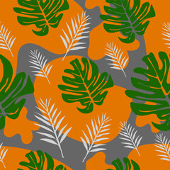 Bright Tropical Leaves Seamless Pattern