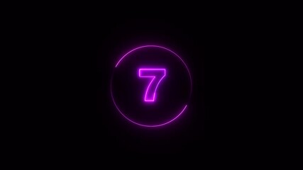 15 second countdown timer animation with neon number text glowing from 15 to 0 with interesting circle animation. Top ten countdown animation text , neon light numbers from 15 to 0