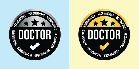 Obraz premium Doctor recommended vector icon logo badge, label for skincare or pharmacy products. Seal shape and monochrome, great for embossing