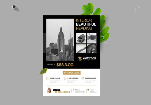 Realstate Flyers Black & Golden Colour Accents