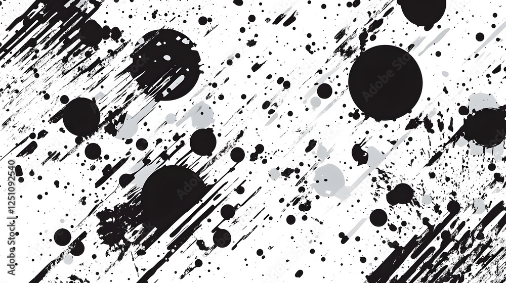 Poster Dramatic monochrome abstract grunge texture with splattered paint ink blots and chaotic brushstrokes  This visually striking contemporary design has an intense moody