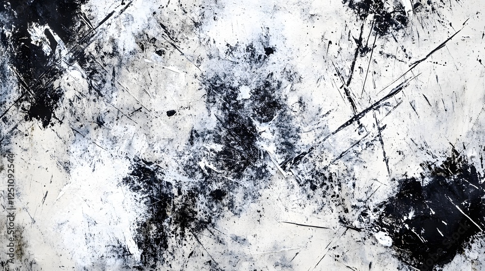 Poster Dramatic Monochrome Abstract Grunge Texture with Dynamic Chaotic Lines and Patterns