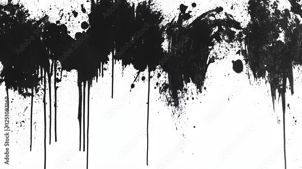 Leinwandbilder dramatic monochrome abstract paint splatter and drip texture background expressive and bold black an