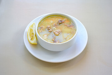 Turkish Traditional Tripe Soup. Iskembe, tuzlama, sirdan, beyran, ayak paca, kelle paca corbasi.