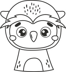 Polar line owl animal isolated, cute arctic animal, kids illustration, cartoon vector
