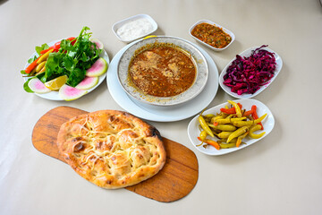 Turkish Traditional Tripe Soup. Iskembe, tuzlama, sirdan, beyran, ayak paca, kelle paca corbasi.