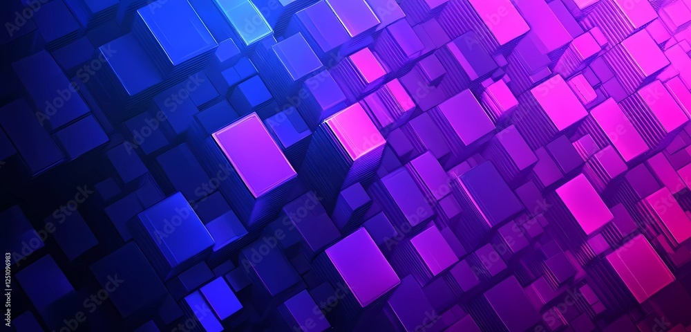 Poster abstract background with a blue-purple gradient and a tiny pixel squares pattern. digital vector ill
