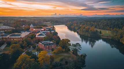 Scenic view of university of tennessee hill with historic architecture and lush greenery on a sunny day