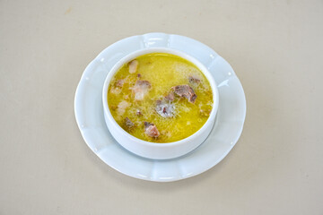 Turkish Traditional Tripe Soup. Iskembe, tuzlama, sirdan, beyran, ayak paca, kelle paca corbasi.