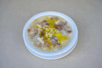 Turkish Traditional Tripe Soup. Iskembe, tuzlama, sirdan, beyran, ayak paca, kelle paca corbasi.