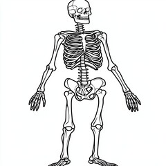 Human Skeleton Anatomy Coloring Page Detailed Diagram for Medical Educational and Artistic Use