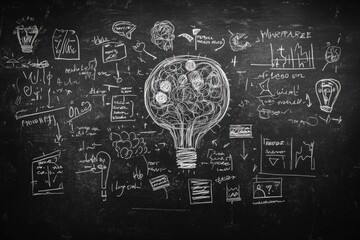 Mind map exploring emotions and artificial intelligence concepts on a blackboard in a classroom setting. Generative AI
