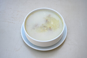 Turkish Traditional Tripe Soup. Iskembe, tuzlama, sirdan, beyran, ayak paca, kelle paca corbasi.