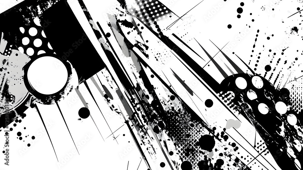 Leinwandbilder Dramatic moody and powerful abstract background featuring chaotic monochrome ink splatter patterns bold brushstrokes and distorted graphic elements  This contemporary edgy