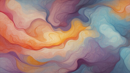 Fototapeta premium Vibrant Abstract Art with Swirling Colors, Evoking Calm and Creativity in a Dreamy, Flowing Gradient of Warm and Cool Tones