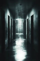 Exploring the Haunting Beauty of an Abandoned Hallway: A Captivating Journey Through Shadows, Reflections, and Eerie Atmospheric Elements in Architecture