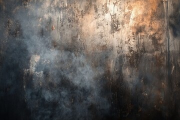 Obraz premium Ceiling damage due to smoke stains and fire in an interior space after a fire incident. Generative AI