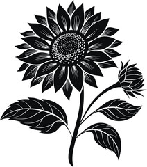 Sunflower Silhouette, Vector Design