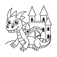 Mythical creatures coloring page elements