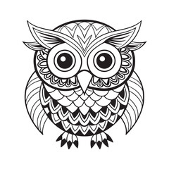 Wild owl cartoon and realistic coloring clipart illustration