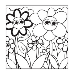 Botanical garden coloring elements illustration

