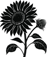 Sunflower Silhouette, Vector Design